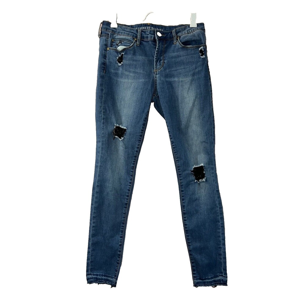 Articles Of Society Jeans Women 28 Blue‎ Skinny Denim Raw Hem Medium Wash